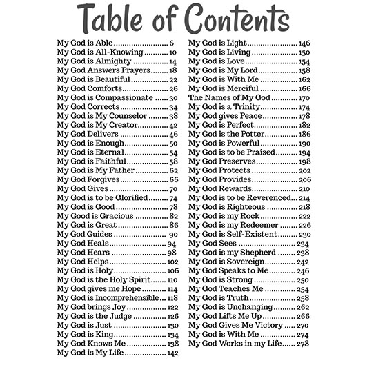 Knowing My God Dot Grid Interior Page Table of Contents